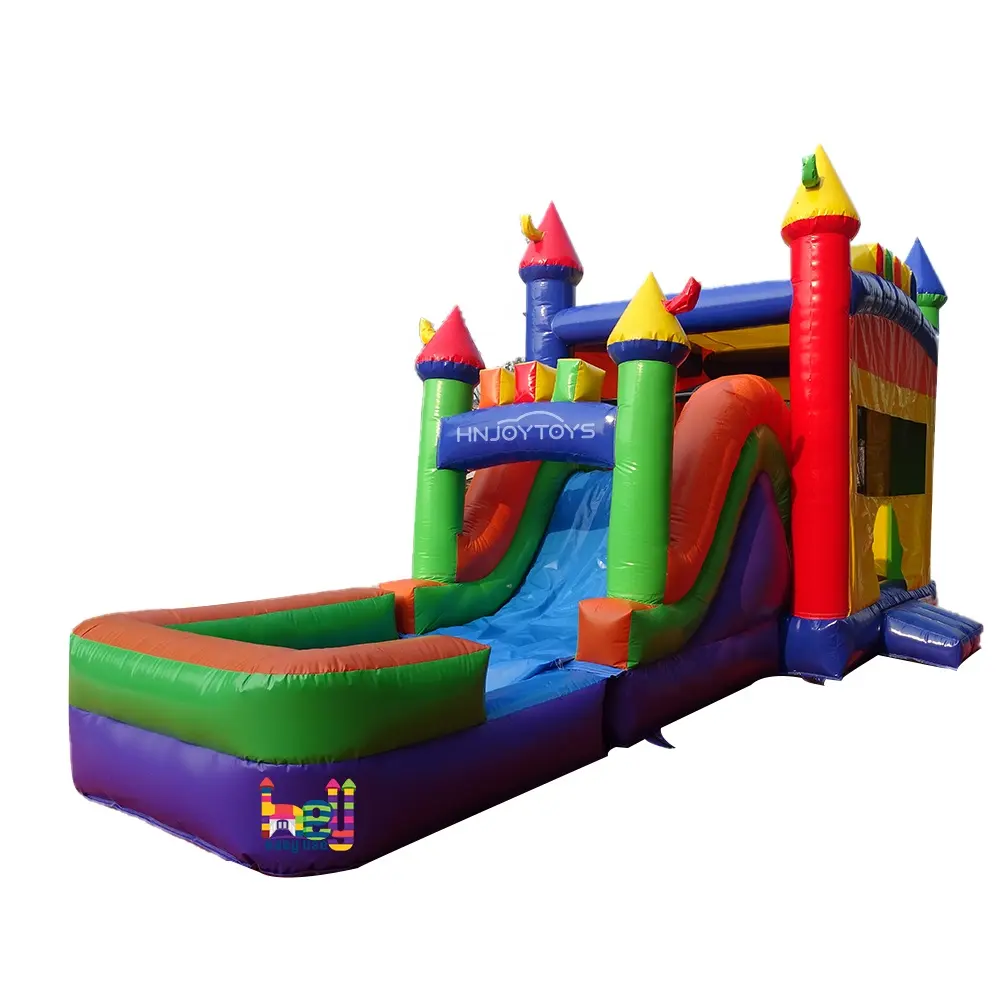 Hot Sale Customized PVC 8x4 or 26.2'x13' Inflatable Combo Dry Slide Jump Castle Inflatable Water Slide With Pool