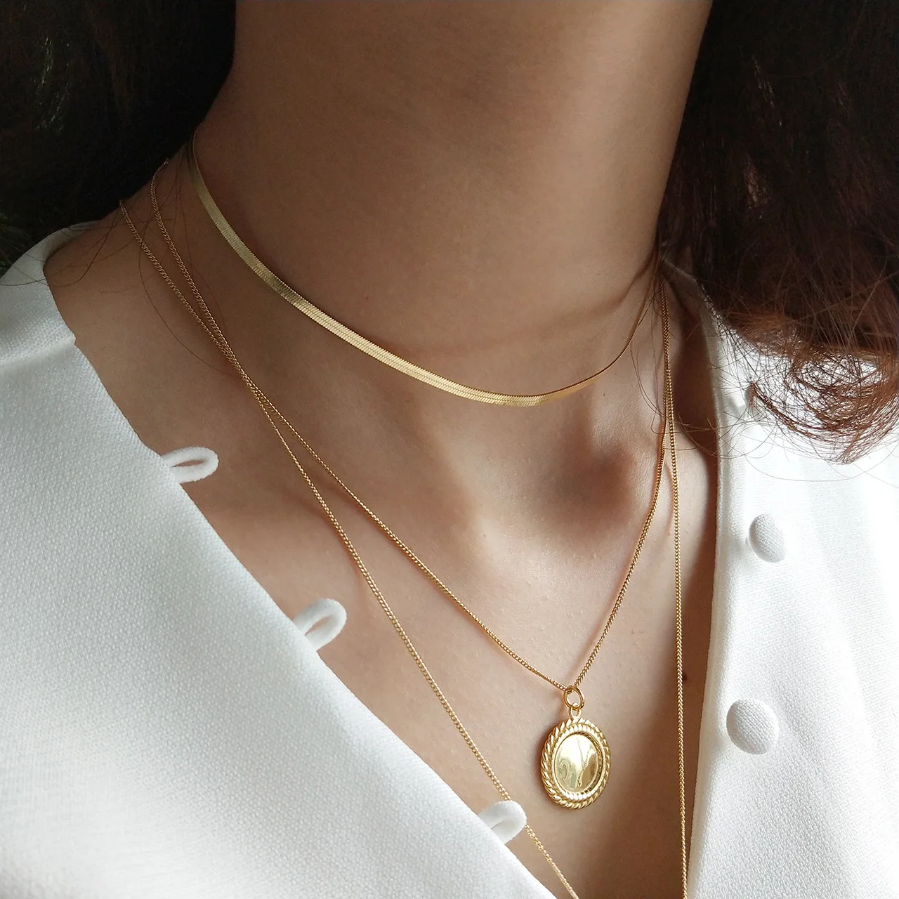Luxury 925 Sterling Silver 18K Gold Plated Snake Chain Necklace