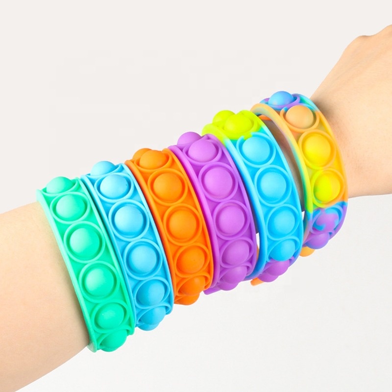 Poppet декомпрессия Push Pop Bubble силиконовый браслет, снятие стресса ямочка сжимать Непоседа сенсорные игрушки для детей подарок