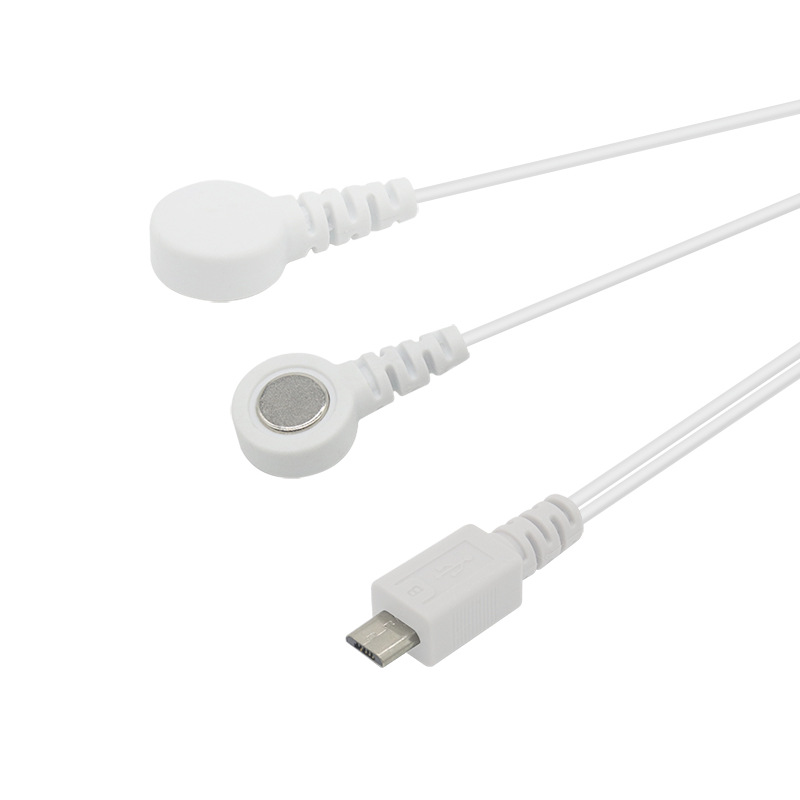 Lead Wire Magnetic Medical Electrode To Type-c Connector Snap Button Cable