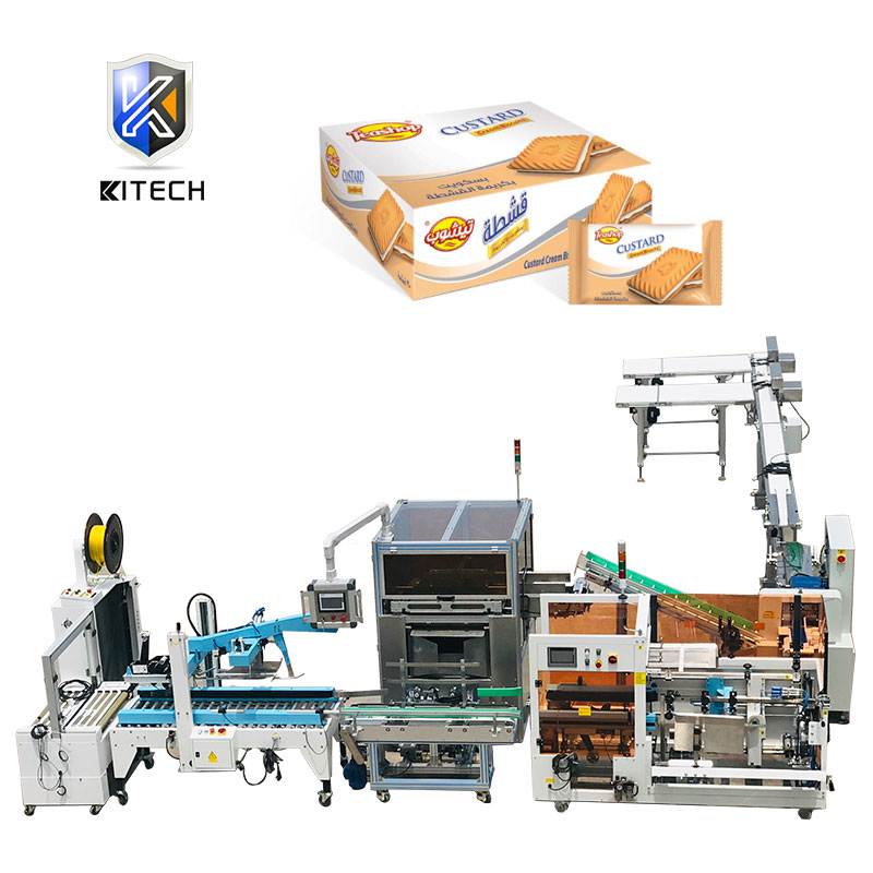 Kitech Automatic fast pack cupcake wafer instant noodles box cartoning packaging machine line for e-commerce