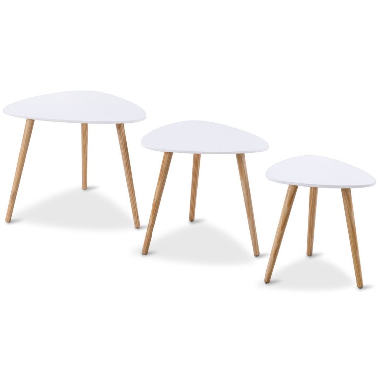 Modern side coffee space saving dining table designs round bamboo end bedside wood cheap set 3