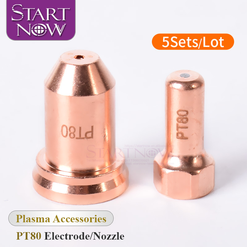 Startnow 5 Sets/Lot PT80 Plasma Nozzle Electrode Cutting Torch Shield PT 80 PTM80 Plasma Consumables Parts Kit