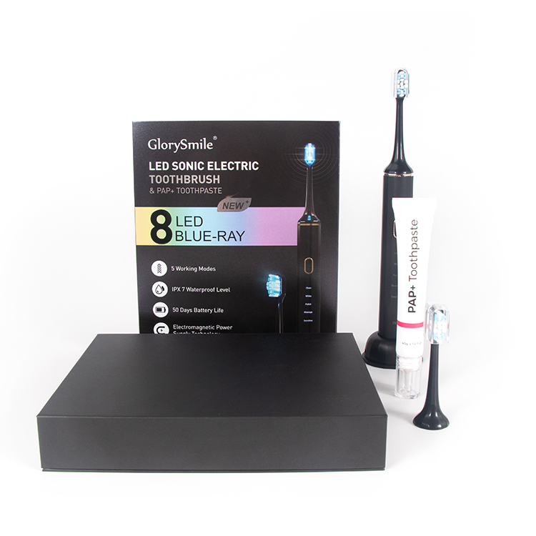 PAP+ToothPaste With CE Approved GlorySmile LED Sonic Rechargeable 8 Blue LED Ray Intelligent Electric Toothbrush