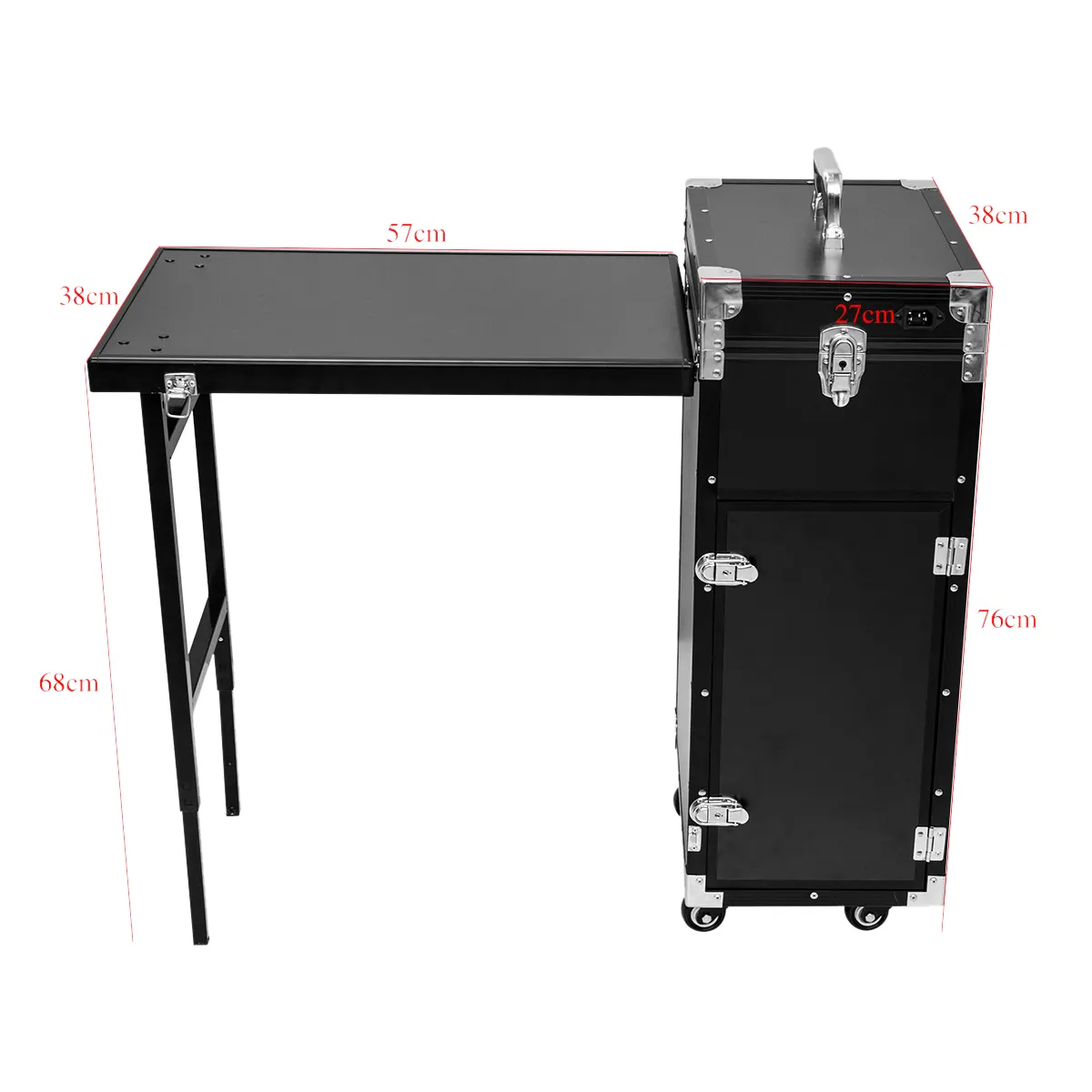 FAMA factory Multi-function Rolling Studio Makeup Case Manicure Train Table With Side Leg Mirror Train Table