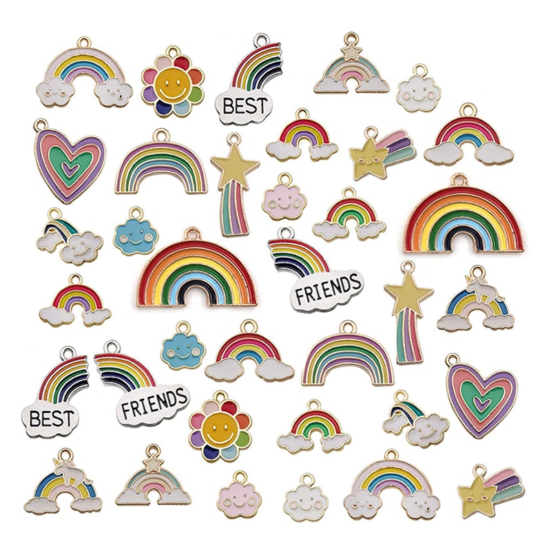 Custom Stainless Steel Enamel Charm Rainbow Jewelry Making Enamel Charms For Jewelry Making
