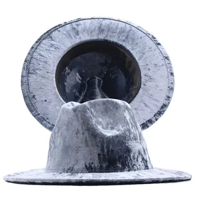 Модная Золотая Бархатная женская дизайнерская зимняя фетровая шляпа для вечеринки, женские стильные замшевые шляпы федоры 2021 оптом