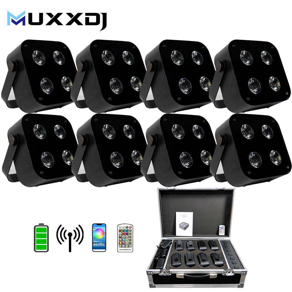 Muxxdj Wireless DMX Up lights 4x12w RGBWA UV Beam LED Battery Powered Mini Uplight For Wedding Party club Lighting Stage light
