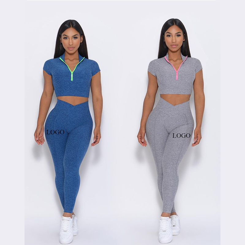 Sportswear Yoga Leggings With Custom OEM Women High Waist 2 Piece Seamless Fitness Workout Wear Active Yoga Set