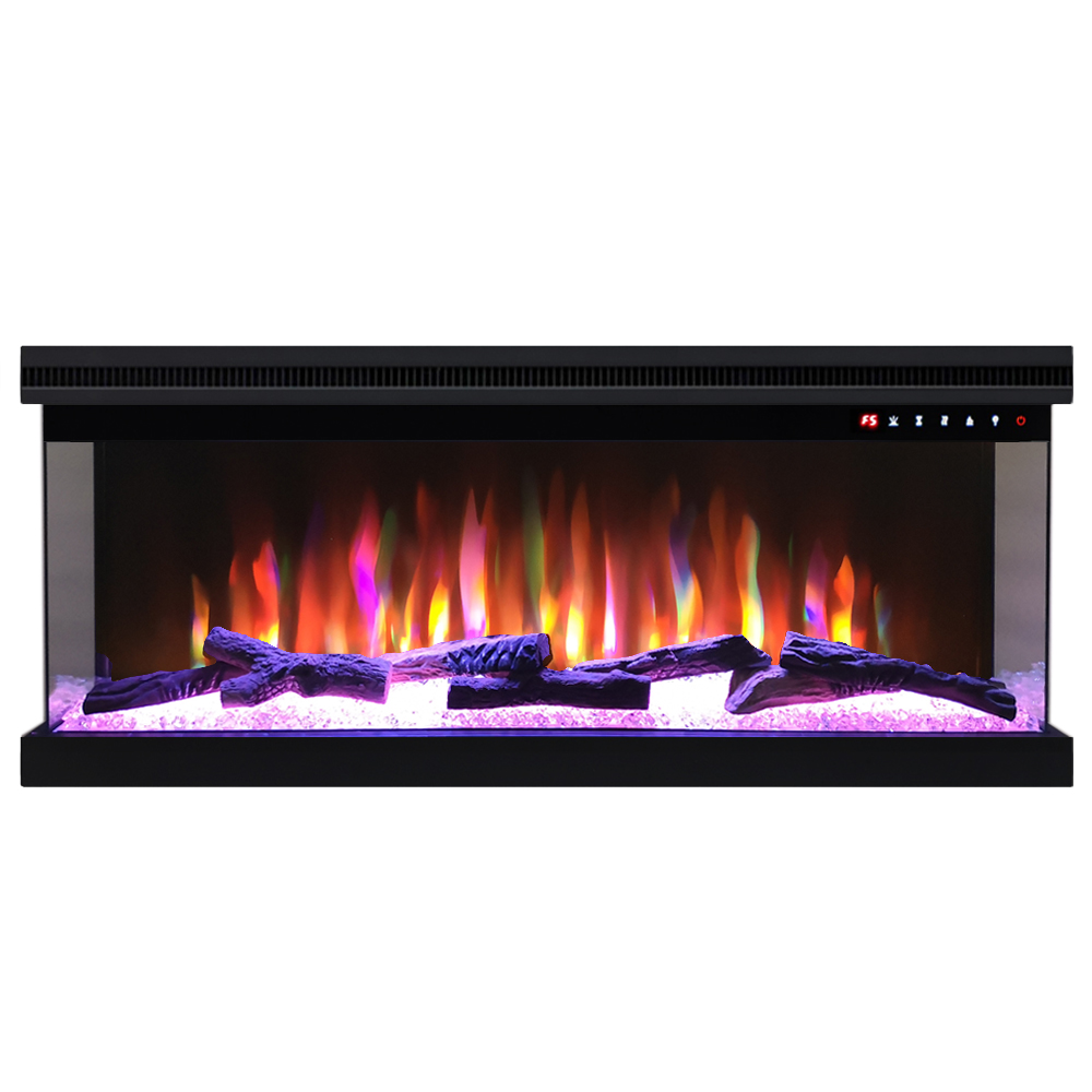 Three Sides 3 Sides 50 60 72 Inches 3d Realistic Decor Flame Indoor Wall Mounted Electric Fireplace With Heater