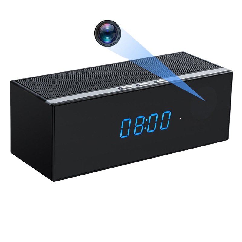 Портативный музыкальный плеер Bluetuth Speaker с Full HD 1080P ночным видением, беспроводной Wi-Fi P2P IP, мини-часы, будильник, камера