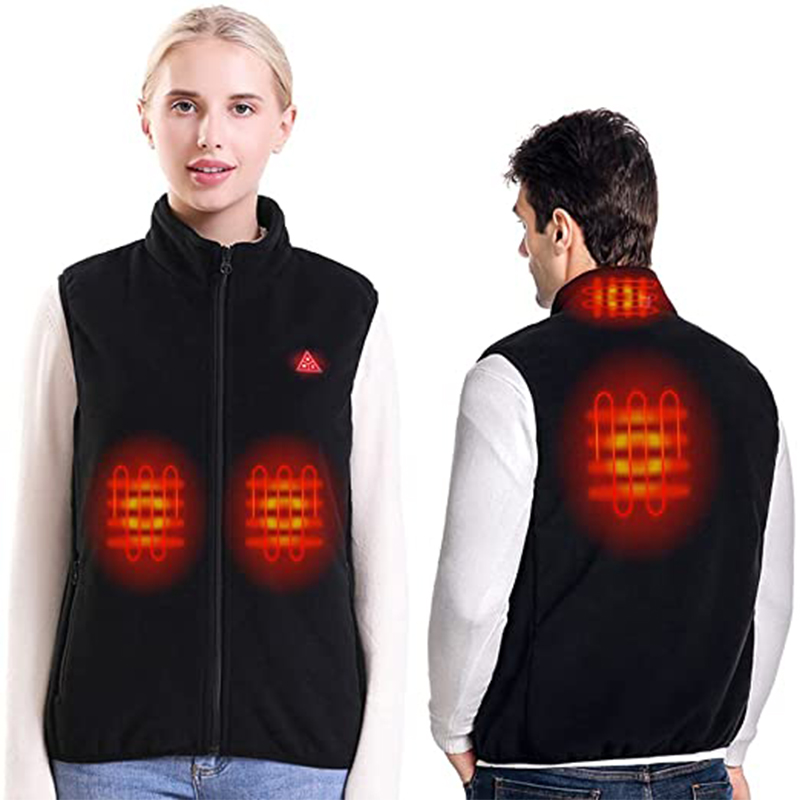 Unisex Polar Fleece Electric Heated Vest Battery Rechargeable Heating Vest Winter Warm Outdoor Skiing USB Heated Gilet Waistcoat