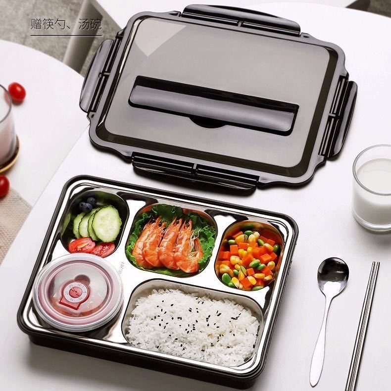 Штабелируемый Ланч-бокс Bento без БФА из нержавеющей стали с 5 отделениями, герметичный