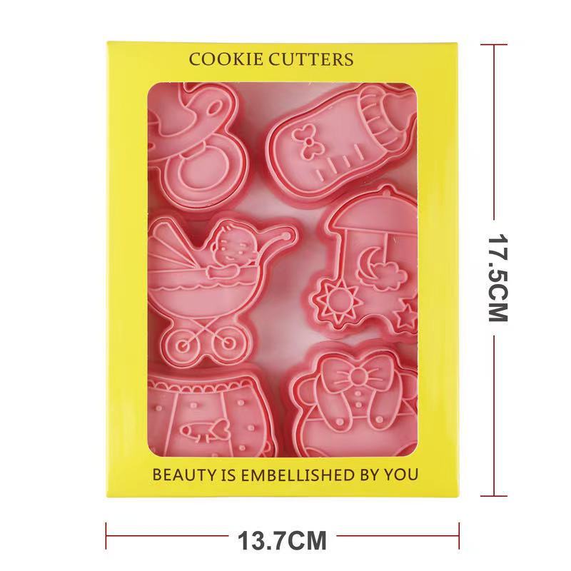 Homesun 6pcs/box Baby cookie cutters and embosser baby shower birthday 6 pcs for cookies biscuits cookie cutter stamp