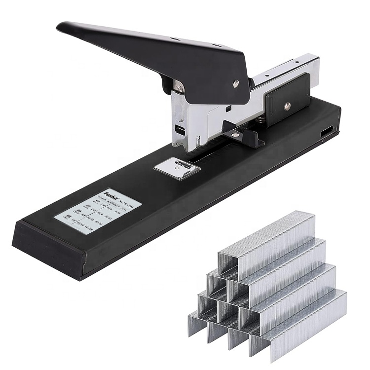 Foska Metal 100 240 Sheets Manual All Metal Body Heavy Duty Low Force Commercial Stapler Machine for Leather Binding