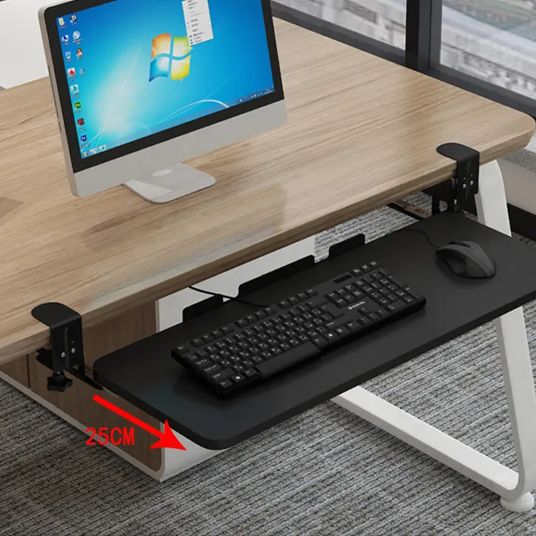 Custom Ergonomic Clamp On Keyboard Tray Rack with Mouse Tray