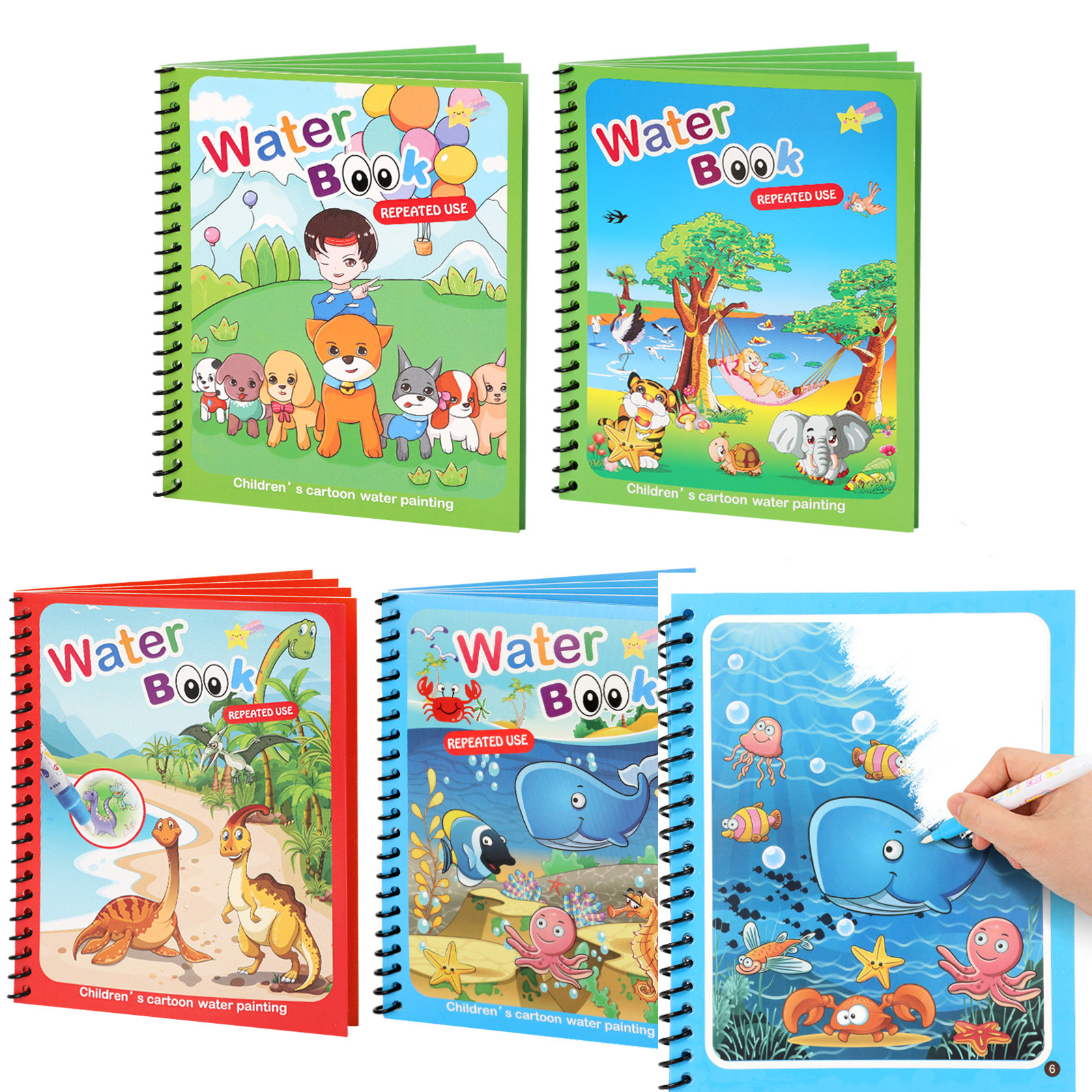 Factory Wholesale Low Cheap Magic Coloring Water Book Reuse Magic Water Drawing Book For Kids