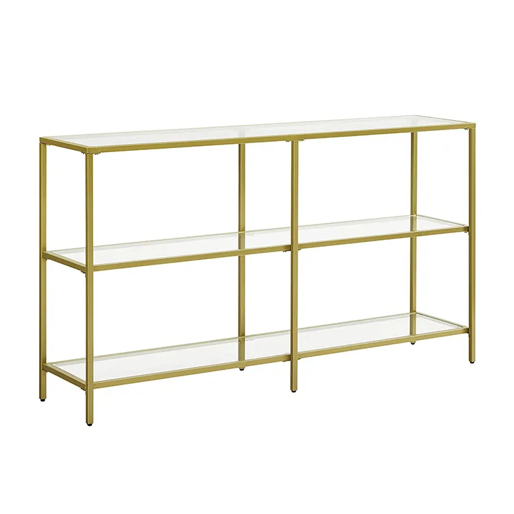 Manufacturer mesa de consola Living Room Furniture 3 Tier Glass Gold Hallway Table luxury Console Table With Mirror