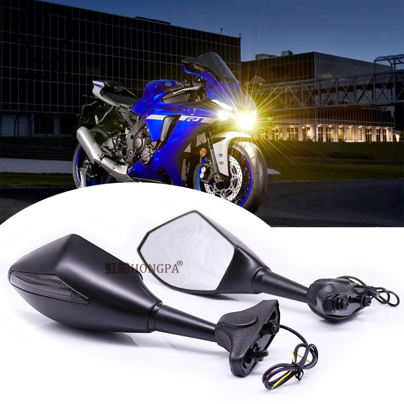 Мотоциклетные светодиодные сигнальные зеркала заднего вида для KAWASAKI NINJA 6R 9R 650R 250R 636 YAMAHA YZF R1 R6 R6S SUZUKI GSXR 600K 5 750 1000