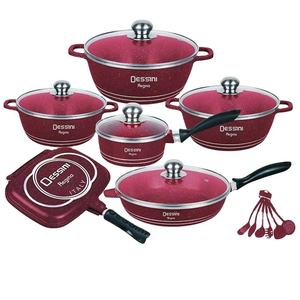 New Design Die Cast Aluminum Cookware Set With Glass Lid Fry Pans Set Cookware Non Stick Coating Kitchen Cookware Sets grill pan