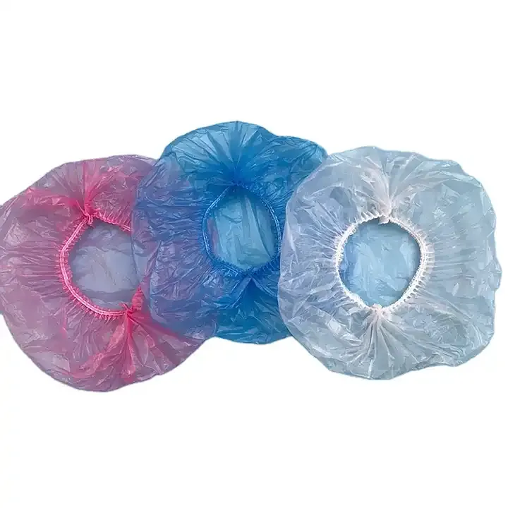 Wholesale Waterproof Salon Hair Dry Processing Cap Custom Pe Plastic Transparent Hair Cover Disposable Shower Caps