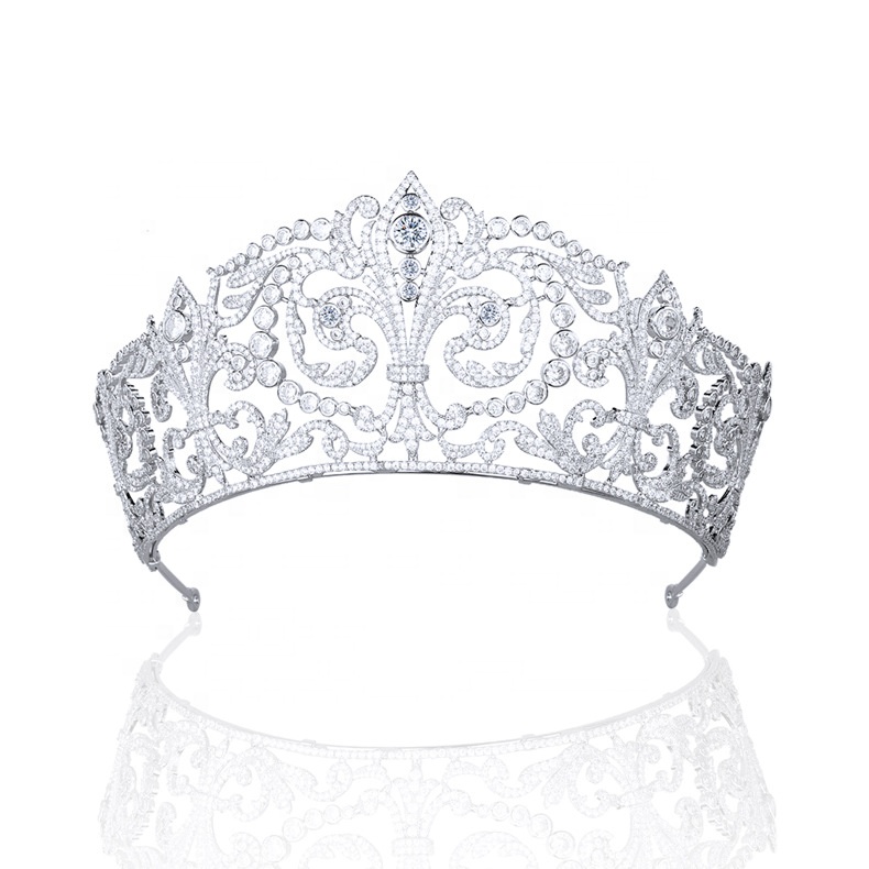 high end design gold plated bridal tiara crown for wedding hair accessories