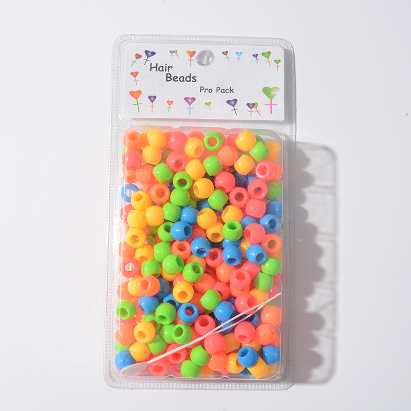 Box packed new style transparent pony beads colorful hair beads for braids accessories hair beads for little girls dreadlocks