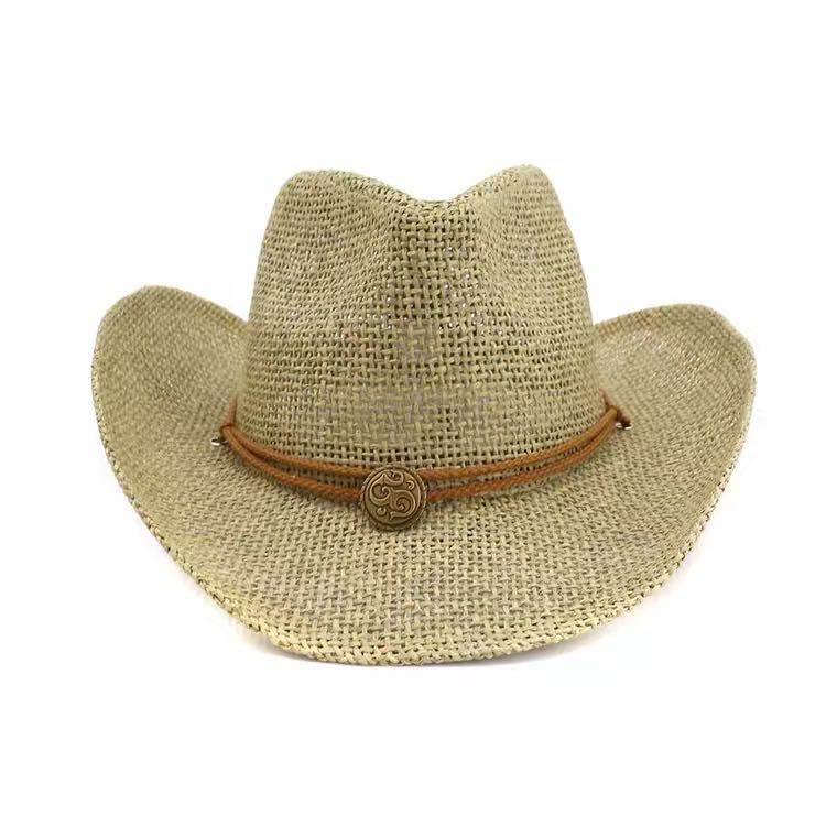 Spring Summer Sun Hat Western Cowboy Straw Hat Outdoor Beach Sunhat for Outdoor