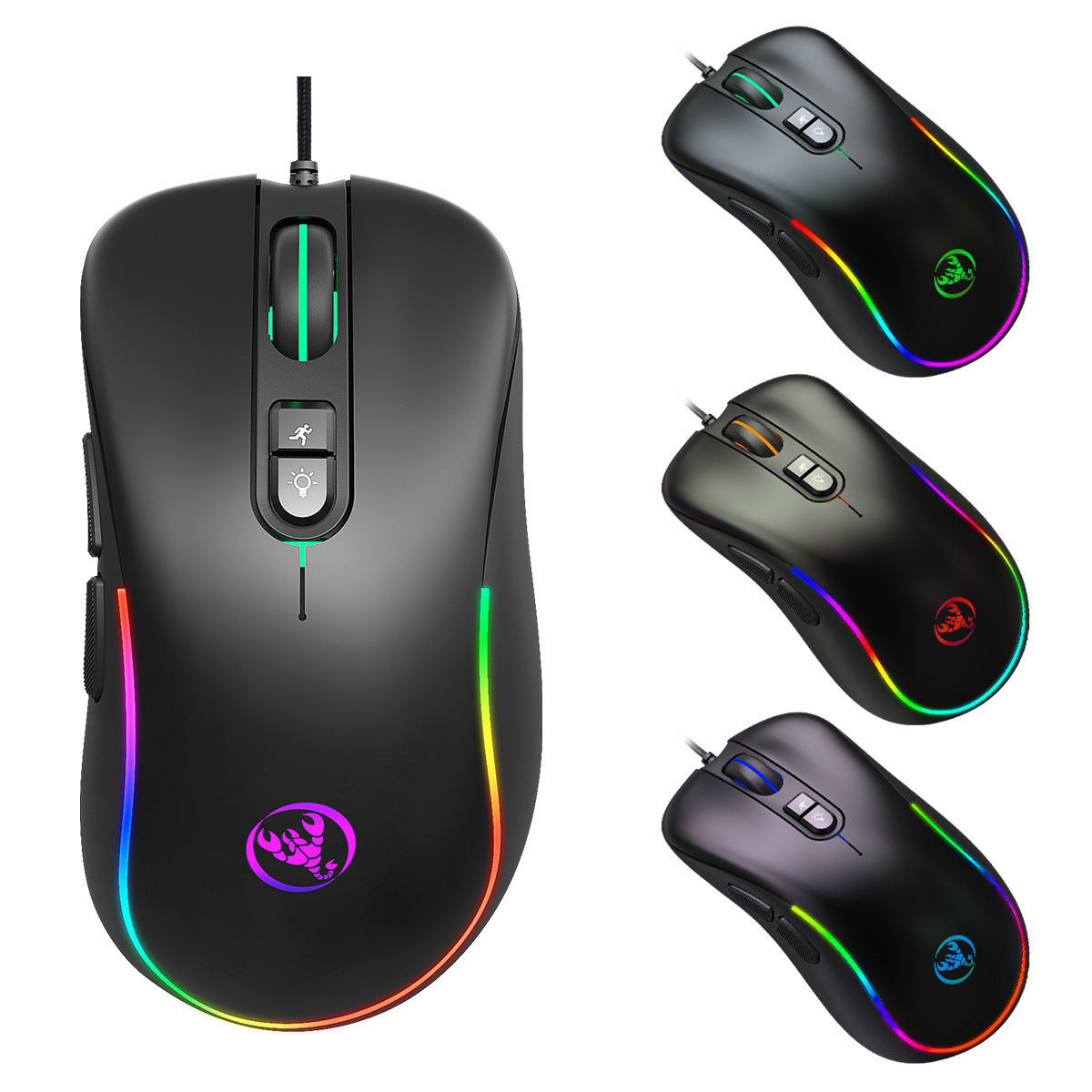 J300 RGB Освещение определяют игру USB Проводная 6400 точек/дюйм Регулируемый игровая мышь для ПК, в наличии 7 цветов, 10 миллионов циклов