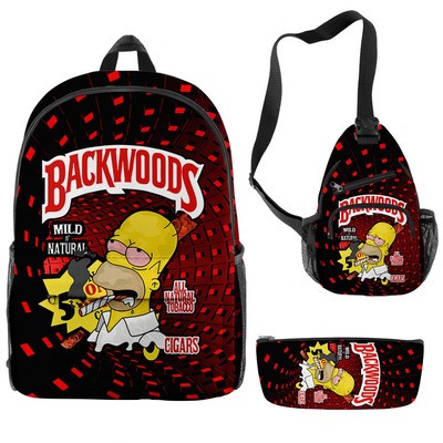 3pcs smell proof backwoods cigar backpack The Simpsons Fashion Waterproof messenger shoulder bag outdoor travel bag
