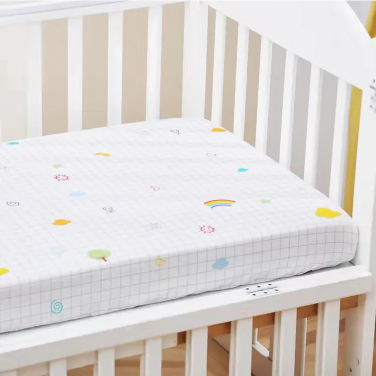 Famicheer BSCI custom 100% cotton crib fitted sheet flat sheet baby