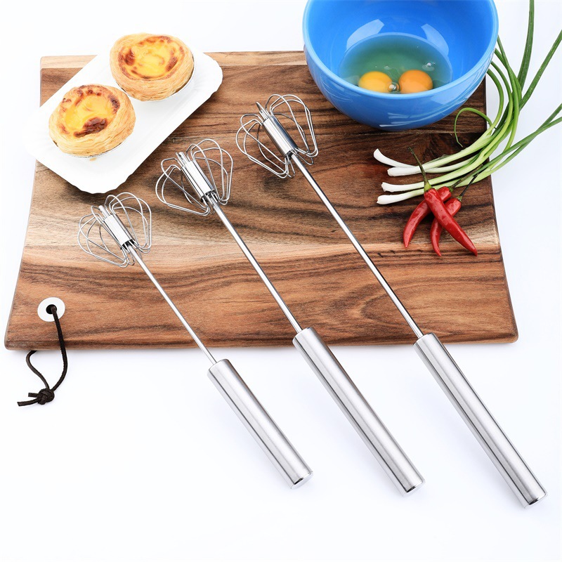 Semi-Automatic Kitchen gadget Manual Egg Tools Stainless Steel Rotation Egg Beater Whisk on Sale whisk ware whisk ball
