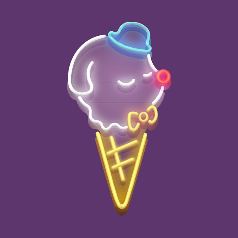 Rebow Factory Price Outdoor LED Custom Made Ice Cream Neon Sign