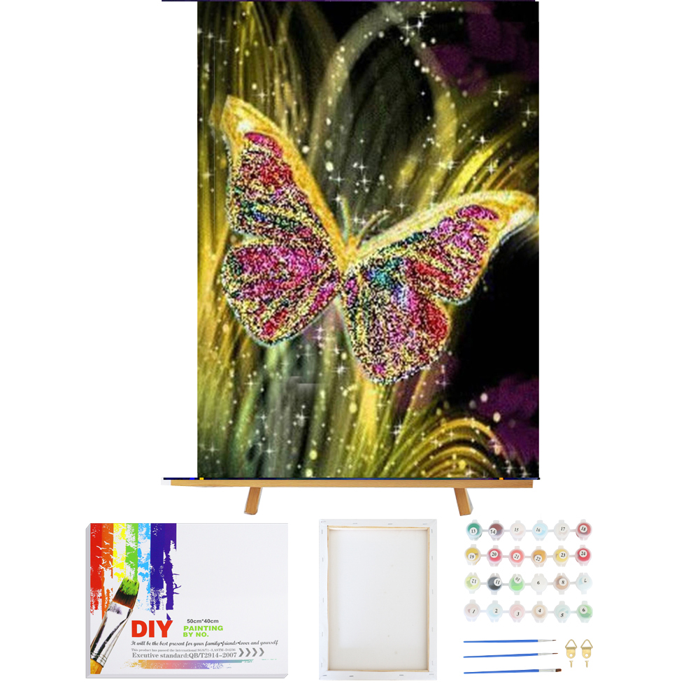 DIY Canvas Painting Paintworks Paint by Number Kits Adults Framed Butterfly starry customized Paint by Numbers for Kids Beginner