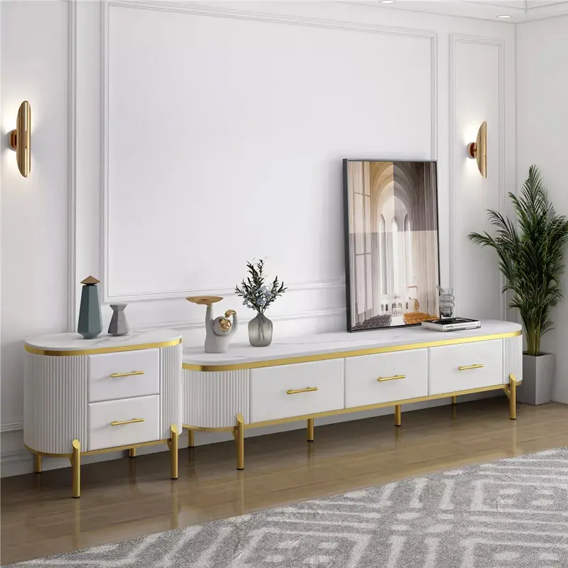Best Selling New Design Modern Minimalist Light Luxury White TV Table Living Room Furniture TV Stand