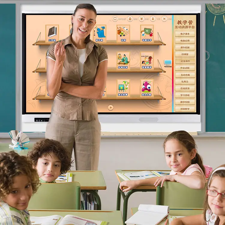 Educational Equipment 75'' Wall Mounted Multi touch Interactive Smart White Board