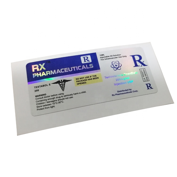 ZPT2-433 пользовательский бренд RX логотип печать 10 мл голограмма стероидные фармацевтические флаконы этикетки и коробки