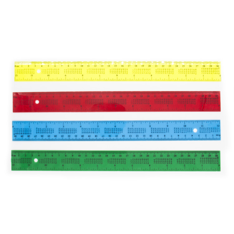 Geometry ruler set promotional Plastic Straight ruler with inch and cm scale 30cm with customized printing on surface