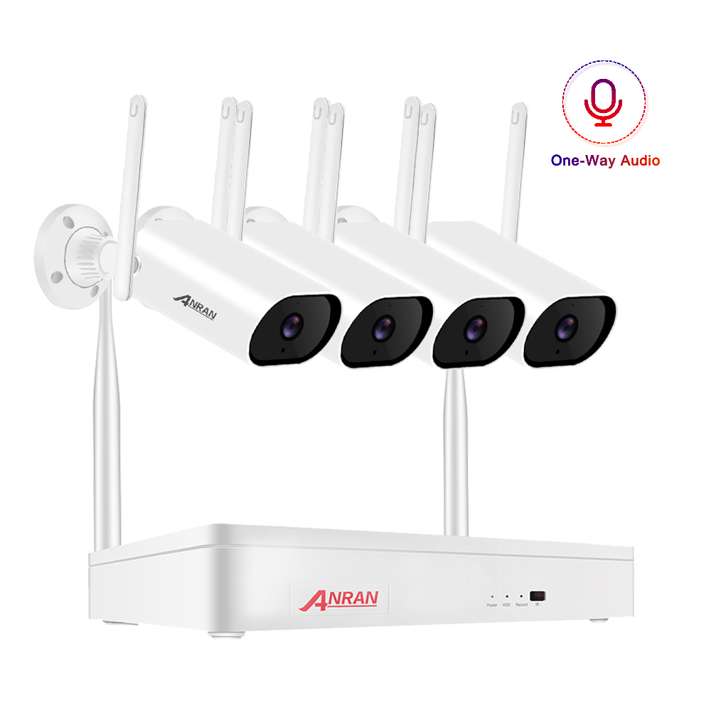 Anran 4K 5MP Беспроводная система охранной камеры Водонепроницаемая Bullet IP CCTV камера 4CH Wifi NVR комплект