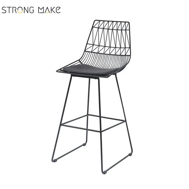 Commercial Patio White Wrought Cast Iron Armless Barstool Chair Garden Bar Stool With Outdoor