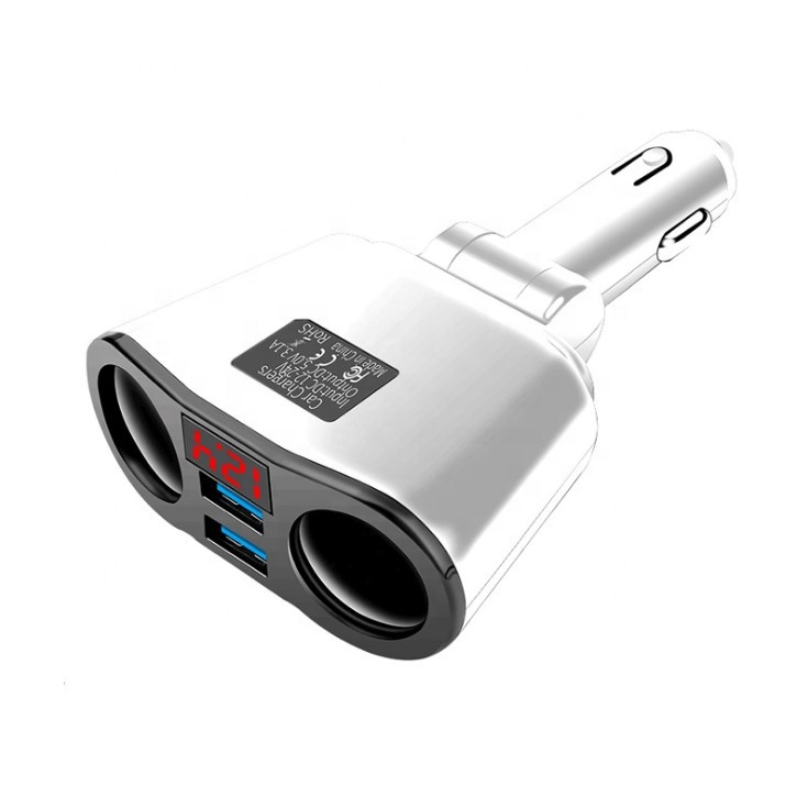 Лидер продаж, вращающееся автомобильное зарядное устройство cantell с двумя USB-портами 5 в 3,1 А и светодиодным дисплеем, разветвитель для автомобильного прикуривателя