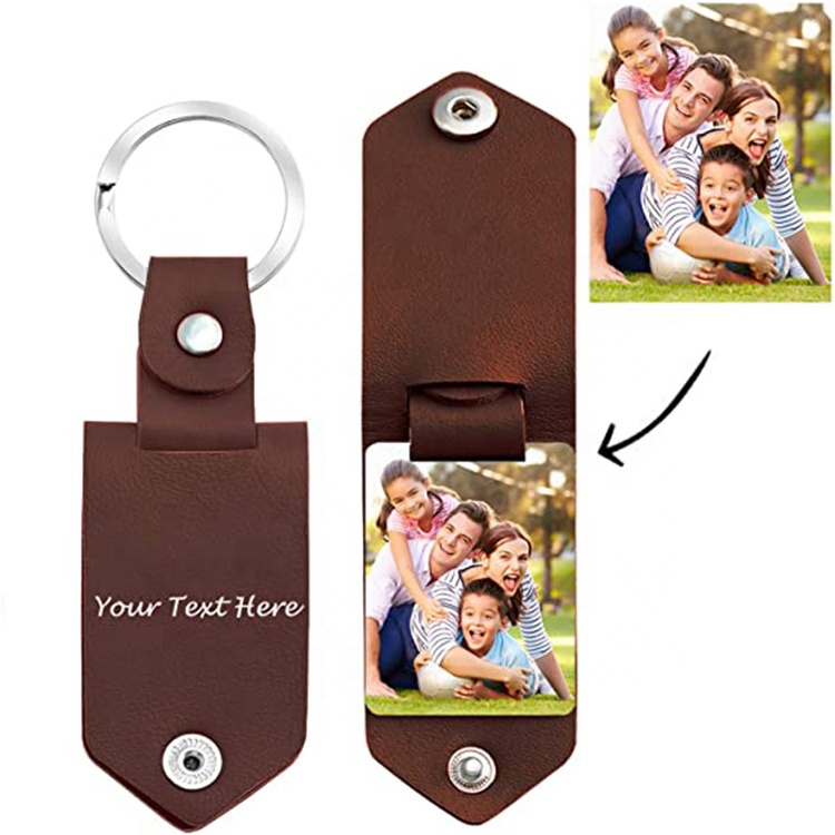 Sublimation DIY Photo Frame Custom Father's Day Gift Mini Album Insert Leather Photo Keychain