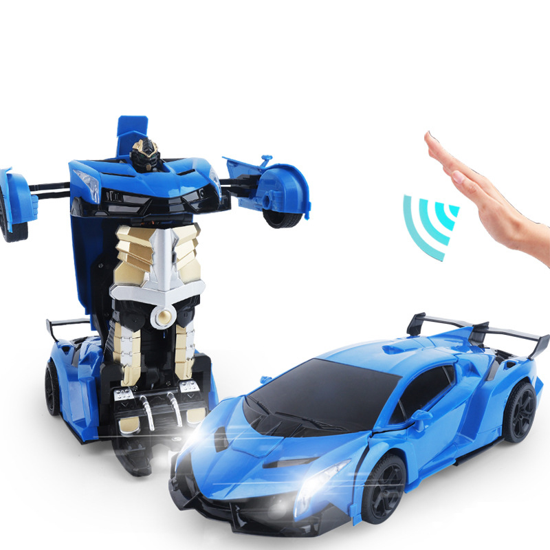 360 вращения дрейф жест преобразования RC машины в красном и синем цвете Робот Форма автомобиль на дистанционном управлении Творческий жест Rc автомобиль игрушка со светом