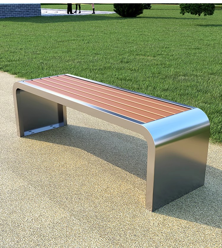 best selling modern public park metal steel solid wooden courtyard outdoor garden bench