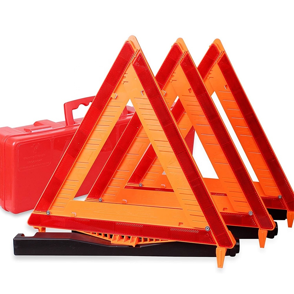 Emergency Warning Triangle Flashing Road Signs DOT Approved Reflective Warning Road Safety Triangle Kit with Safety Reflector