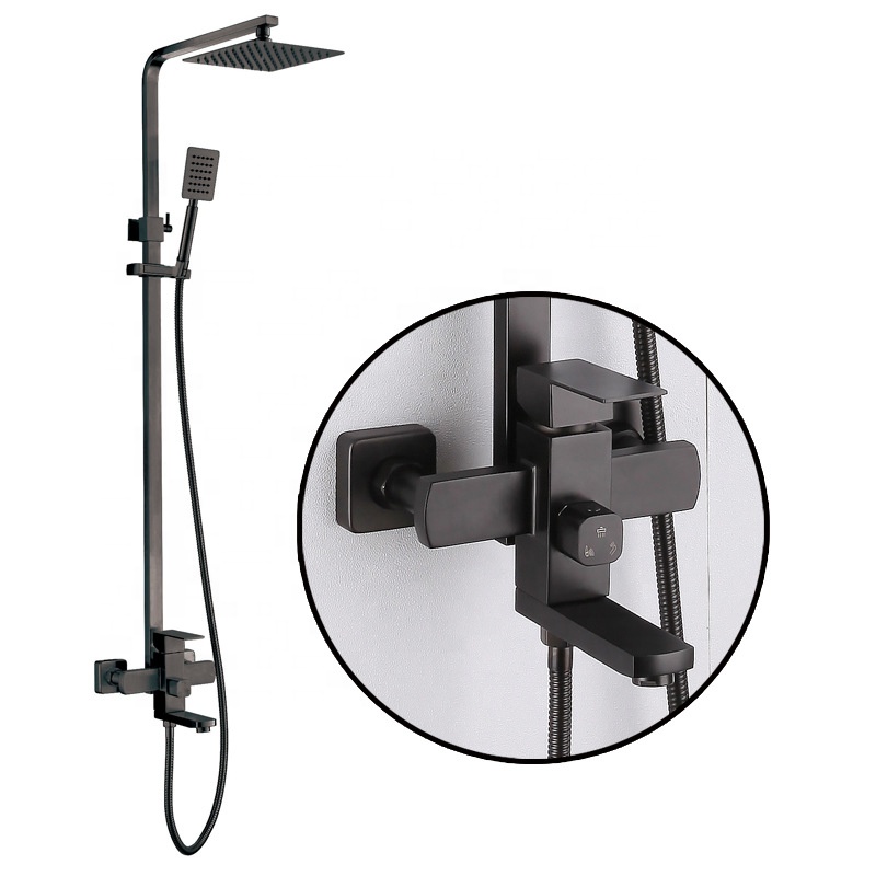 Rainfall Wall Mounted Top Shower And Hand Shower Set 304 Stainless Steel Wall-mount Bath Tub Rain-style Shower Faucet
