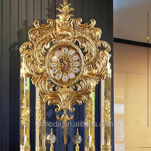 High end classic antique baroque decoration floor standing copper clocks for home living room luxury free standing clock