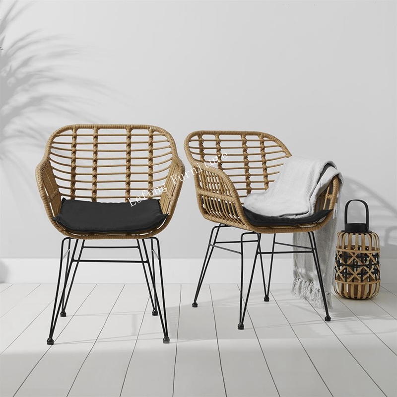 Outdoor Patio Rope Furniture Webbing Chair Backyard Terrace Poly Rattan Wicker Rope Garden Set Garden Chairs