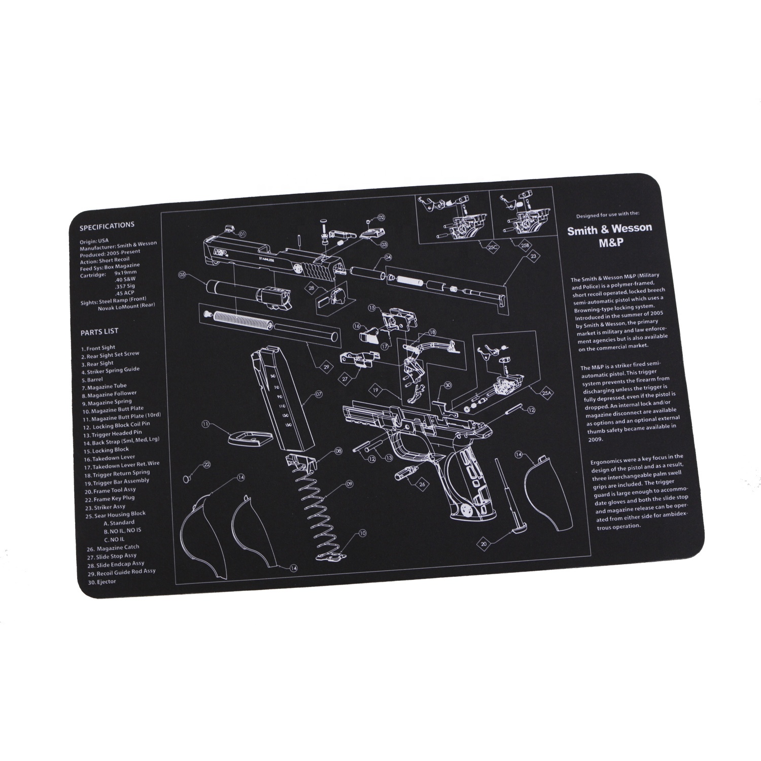 17x11 дюймов Smith & Wesson 1911 glock ручной пистолет мат для чистки