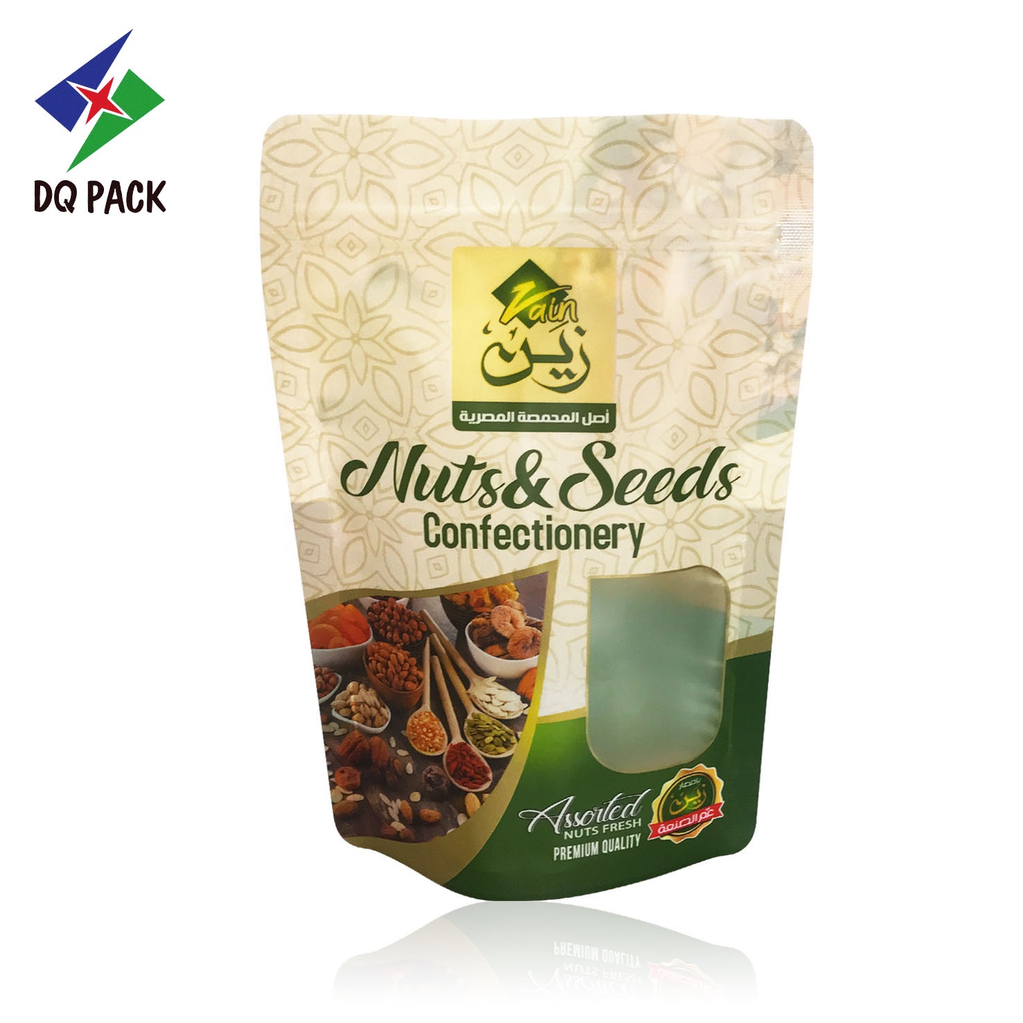 DQ PACK CHINA Resealable Peanut Cashew Nuts Seeds Food Packaging Bag Stand Up Pouch With Zipper